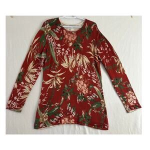 Vintage Coldwater Creek 100% Silk Knit Tunic Sweater XL Floral